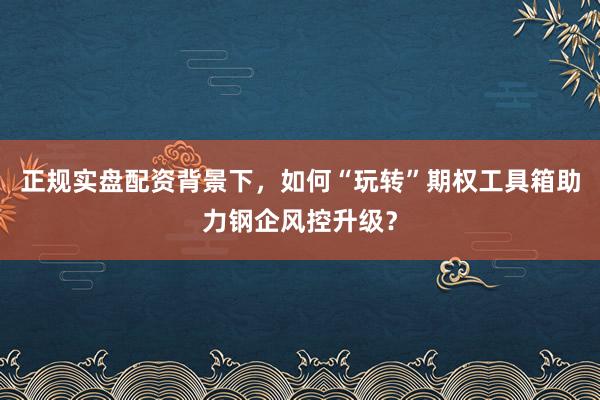 正规实盘配资背景下，如何“玩转”期权工具箱助力钢企风控升级？