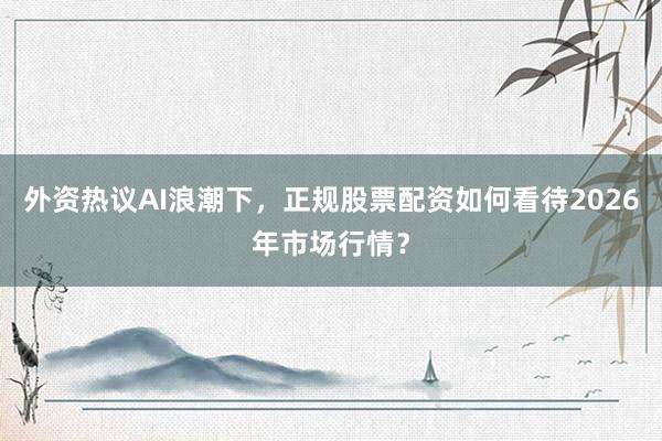 外资热议AI浪潮下，正规股票配资如何看待2026年市场行情？
