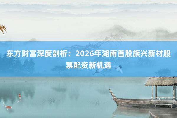 东方财富深度剖析：2026年湖南首股族兴新材股票配资新机遇