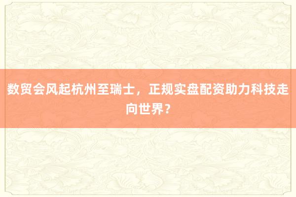 数贸会风起杭州至瑞士，正规实盘配资助力科技走向世界？
