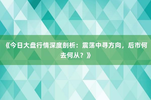 《今日大盘行情深度剖析:震荡中寻方向,后市何去何从?》