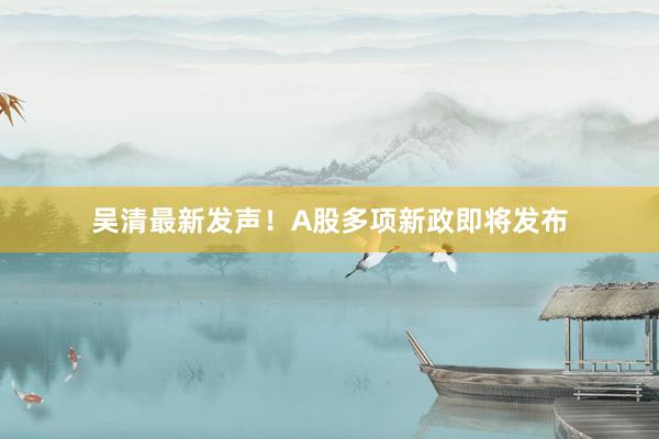 吴清最新发声!A股多项新政即将发布