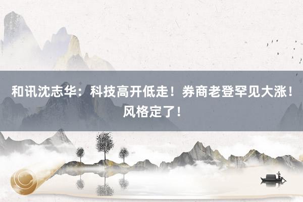 和讯沈志华:科技高开低走!券商老登罕见大涨!风格定了!