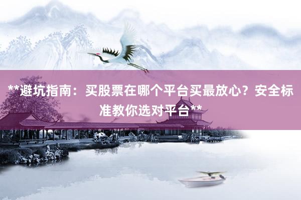 **避坑指南：买股票在哪个平台买最放心？安全标准教你选对平台**