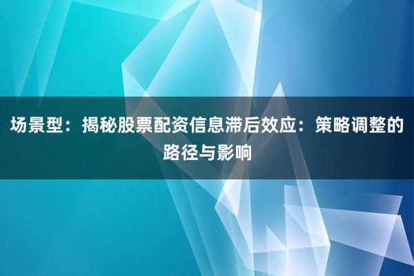 场景型：揭秘股票配资信息滞后效应：策略调整的路径与影响