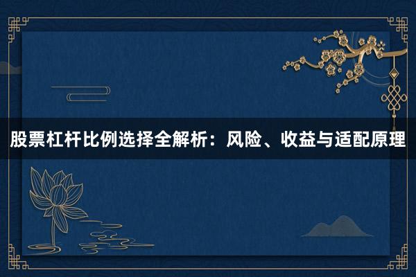 股票杠杆比例选择全解析：风险、收益与适配原理