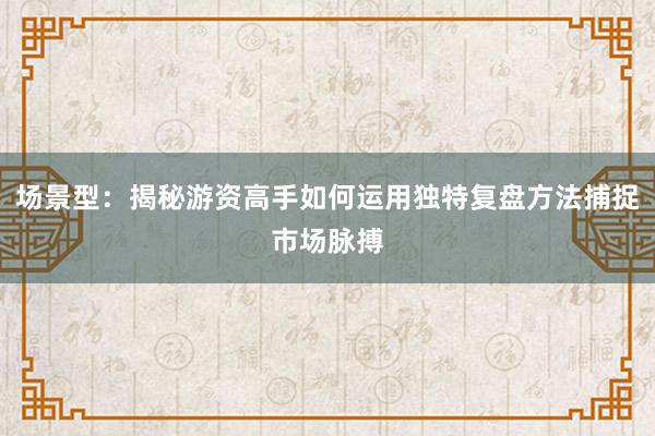 场景型：揭秘游资高手如何运用独特复盘方法捕捉市场脉搏
