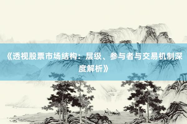 《透视股票市场结构:层级、参与者与交易机制深度解析》
